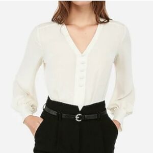 Express Ivory Popover Blouse Size Small